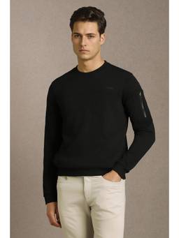 Louis Philippe - Men Casual Black Solid Sweatshirt