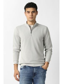 Van Heusen - Men Grey Textured Round Neck Sweatshirt