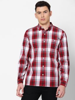 Lee - Men's Checks Dark Red & White Shirt