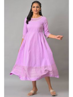 Aurelia - Purple Flared Solid Modern Ethnic Dress