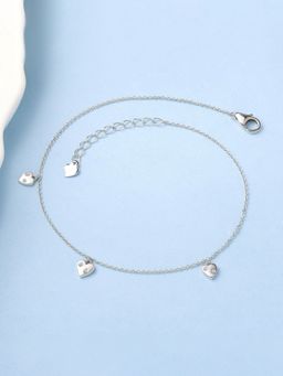 Ornate Jewels - 925 Silver Triple Hearts Anklet for Women and Girls (One Size)
