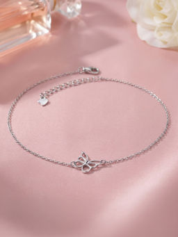 Ornate Jewels - 925 Silver Butterfly Adjustable Anklet For Women & Girls
