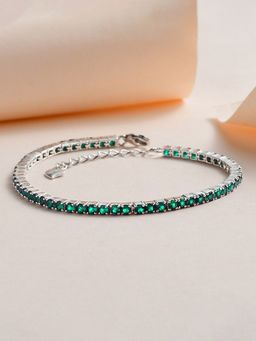 Ornate Jewels - 925 Silver Green Emerald Tennis Bracelet For Women & Girls (One Size)