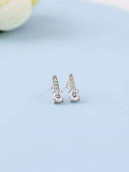 Ornate Jewels - 925 Silver 0.50 Carat Round American Diamond Dangle Earring For Women & Girls