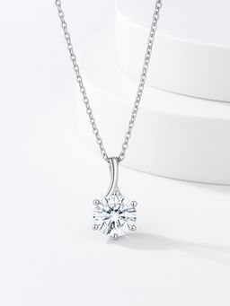 Ornate Jewels - 925 Silver 2 Carat American Diamond Solitaire Pendant With Chain For Women & Girls