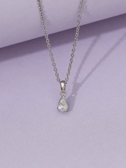 Ornate Jewels - 925 Silver 0.5 Carat American Diamond Solitaire Necklace for Women and Girls (One Size)
