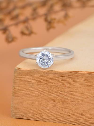925 Silver 1.5 Carat American Diamond Solitaire Ring For Women & Girls