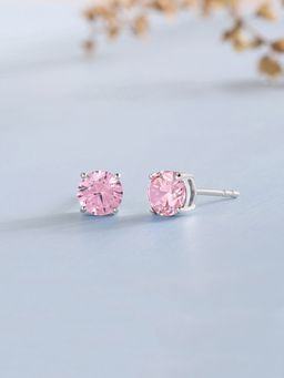 Ornate Jewels - 925 Silver 1 Carat Pink Diamond Stud Earring For Women & Girls