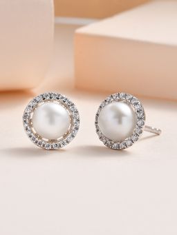 Ornate Jewels - 925 Silver 6 Mm Pearl Stud Earring For Women & Girls