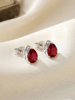 Ornate Jewels - 925 Silver 1 Carat Red Ruby Stud Earring For Women & Girls