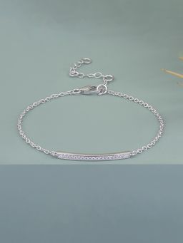 Ornate Jewels - 925 Silver Round American Diamond Trendy Adjustable Bracelet For Women & Girls