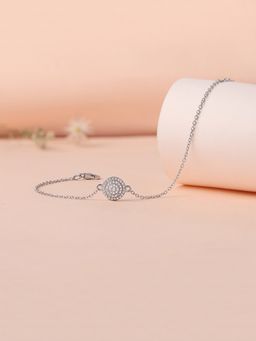 Ornate Jewels - 925 Silver American Diamond Cluster Adjustable Bracelet For Women & Girls