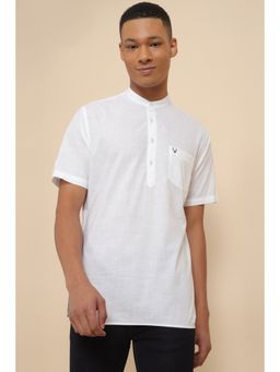 Allen Solly - Men White Slim Fit Solid Mandarin Neck Casual Shirt