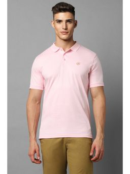 Louis Philippe - Men Pink Regular Fit Solid Collar Neck Polo T-Shirt