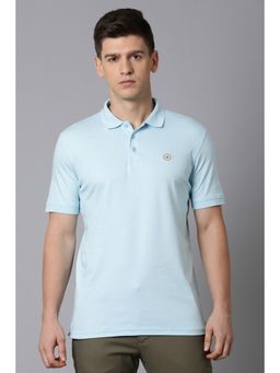 Louis Philippe - Men Blue Regular Fit Solid Collar Neck Polo T-Shirt
