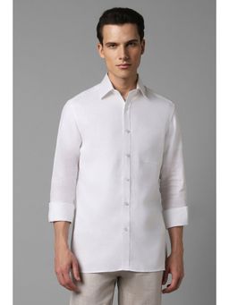 Louis Philippe - Men White Regular Fit Solid Collar Neck Formal Shirt