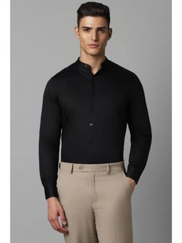 Louis Philippe - Men Black Slim Fit Solid Mandarin Neck Formal Shirt