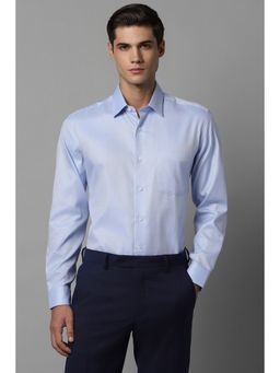 Louis Philippe - Men Blue Slim Fit Printed Collar Neck Formal Shirt