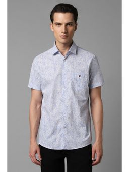 Louis Philippe - Men Blue Slim Fit Floral Collar Neck Casual Shirt