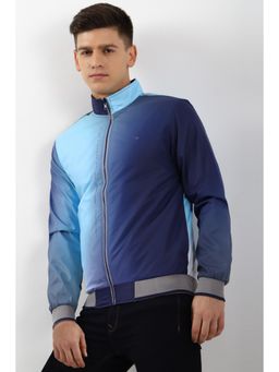 Peter England - Men Blue Regular Fit Ombre High Neck Jacket