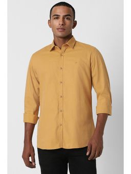 Peter England - Men Orange Slim Fit Solid Collar Neck Casual Shirt