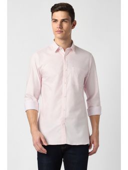 Peter England - Men Pink Slim Fit Solid Collar Neck Casual Shirt