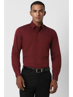 Peter England - Men Maroon Regular Fit Checks Collar Neck Formal Shirt