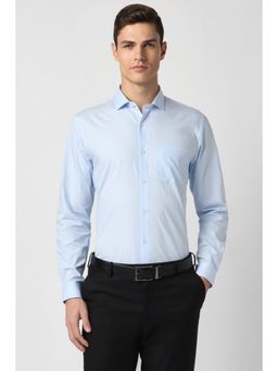 Peter England - Men Blue Slim Fit Printed Collar Neck Formal Shirt