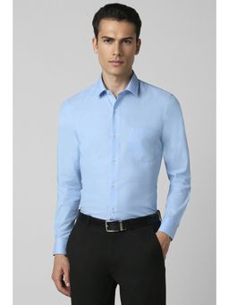 Peter England - Men Blue Slim Fit Solid Collar Neck Formal Shirt