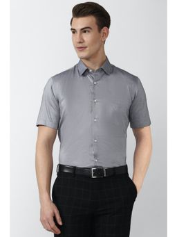 Peter England - Men Grey Regular Fit Solid Collar Neck Formal Shirt