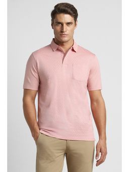 Peter England - Men Pink Regular Fit Printed Collar Neck Polo T-Shirt