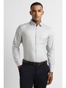 Peter England - Men Grey Regular Fit Textured Collar Neck Formal Shirt