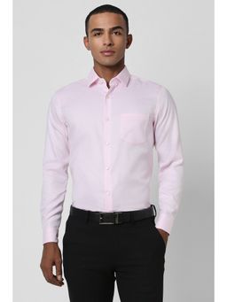 Peter England - Men Pink Slim Fit Textured Collar Neck Formal Shirt