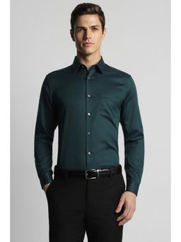 Peter England - Men Green Slim Fit Printed Collar Neck Formal Shirt
