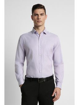 Peter England - Men Lavender Regular Fit Stripes Collar Neck Formal Shirt