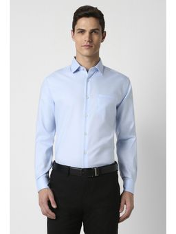 Peter England - Men Blue Regular Fit Solid Collar Neck Formal Shirt