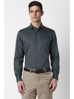 Peter England - Men Green Regular Fit Solid Collar Neck Formal Shirt