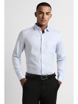 Peter England - Men Blue Slim Fit Solid Collar Neck Formal Shirt