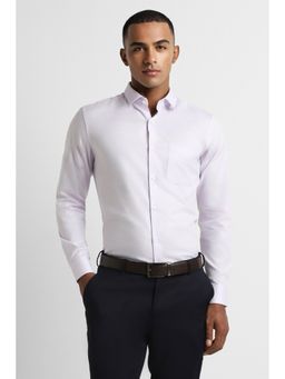 Peter England - Men Lavender Slim Fit Textured Collar Neck Formal Shirt