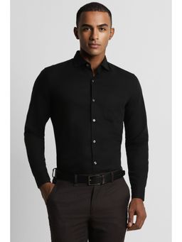 Peter England - Men Black Slim Fit Solid Collar Neck Formal Shirt