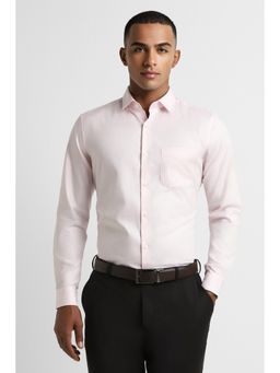 Peter England - Men Pink Slim Fit Textured Collar Neck Formal Shirt