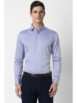 Peter England - Men Blue Slim Fit Printed Collar Neck Formal Shirt