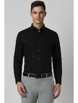 Peter England - Men Black Slim Fit Checks Collar Neck Formal Shirt