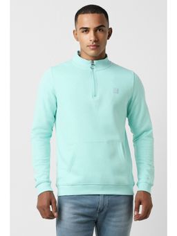 Peter England - Men Blue Regular Fit Solid High Neck Sweatshirt