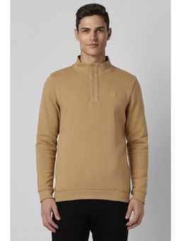 Peter England - Men Brown Regular Fit Solid High Neck Sweatshirt