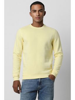 Peter England - Men Yellow Slim Fit Solid Round Neck Sweatshirt