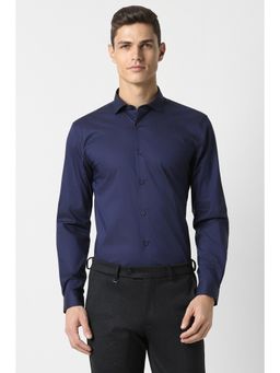 Peter England - Men Blue Super Slim Fit Solid Collar Neck Formal Shirt