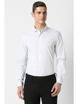 Peter England - Men White Super Slim Fit Checks Collar Neck Formal Shirt