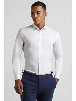 Peter England - Men White Super Slim Fit Solid Collar Neck Formal Shirt