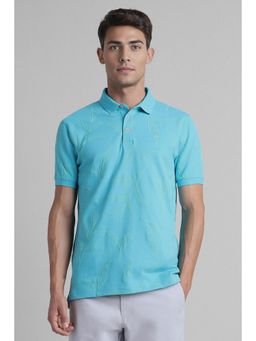 Simon Carter - Men Blue Slim Fit Embroidered Collar Neck Polo T-Shirt